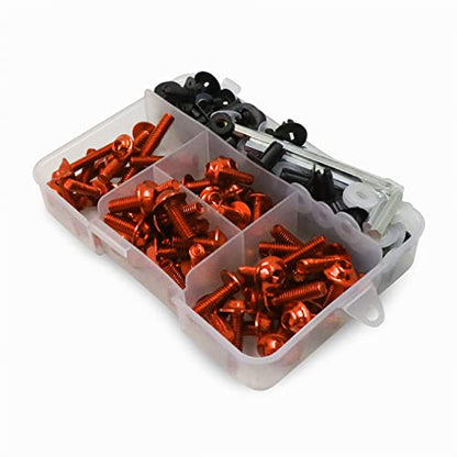 Worldmotop Fairing Bolt Kit Screws Fasteners Universal Compatible with Yamaha Honda Kawasaki Suzuki BMW,Fairing Bolt Kits Metric Bolts and Nuts Kit(Orange) - color: orange