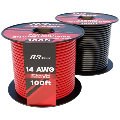 GS Power 14 Gauge Wire Automotive - 200ft CCA Primary 2 Spools - size: 14 Gauge-100 ft-Non-Bonded