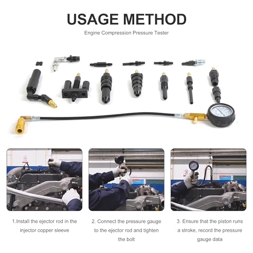 WINTOOLS Compatible for 1000 Psi Diesel Engine Compression Pressure Tester for Ford Cummins NAVISTAR Detroit
