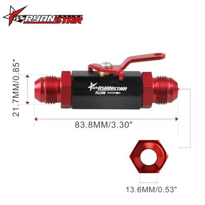 RYANSTAR AN6 Fuel Shut Off Valve 6AN Male Fitting Anodized Aluminum - color: AN6