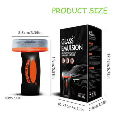 【2PCS】 Glass Emulsion Cleaner, Car Windshield Cleaner Tool Roll-On Glass Compound with Cleaning Board, Removes Oil Film & Smudges, Improve Windshield Clarity for Safe Driving (100ml+Brush)*2 - color: 2 Pack: Glass Emulsion Cleaner (100ml+Brush)