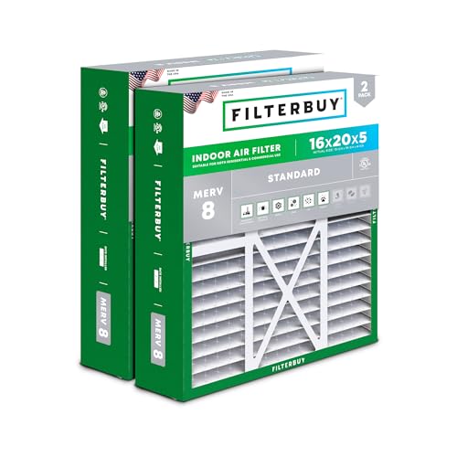 Filterbuy 16x20x5 Air Filter MERV 8 Dust & Allergy Defense (2-Pack) - style: 16x20x5