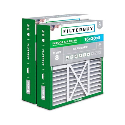 Filterbuy 16x20x5 Air Filter MERV 8 Dust & Allergy Defense (2-Pack) - style: 16x20x5