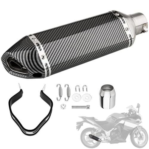 Slip-On Motorcycle Exhaust Muffler 51mm with Removable DB Killer, Carbon Fiber-Style Universal Exhaust for 38–51mm Pipes, Fit for Street & Sport Bikes (Carbon Fiber Pattern) - color: Carbon Fiber Pattern