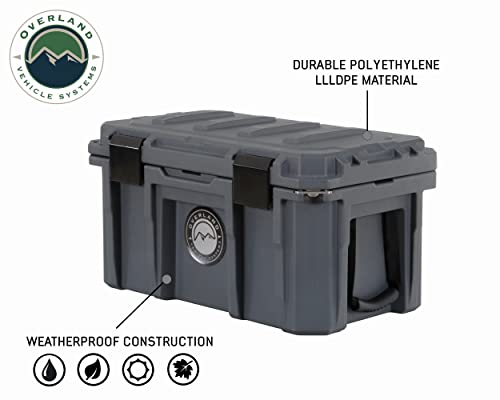 Overland Vehicle Systems 40100001 Dark Gray 53 QT Dry Box Storage with Drain, and Bottle Opener | Waterproof Seal | Heavy-Duty Latches and Nylon Handles | Keeps Gear Safe, Dry and Organized - size: 53 QT Dry Box