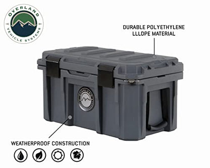 Overland Vehicle Systems 40100001 Dark Gray 53 QT Dry Box Storage with Drain, and Bottle Opener | Waterproof Seal | Heavy-Duty Latches and Nylon Handles | Keeps Gear Safe, Dry and Organized - size: 53 QT Dry Box