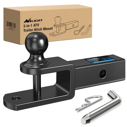 Nilight 3 in 1 ATV UTV Multi Hitch Mount | 1-7/8" Ball Fits 2" Receiver Hitch Rated 2000 LBS Winch Strap Loop Rated 5000 LBS - color: 2" Hitch Receiver with 1-7/8" Ball