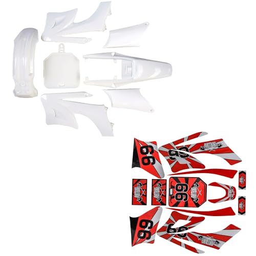 Dirt Bike Full Fender Fairing Kit with Graphics Decals for Apollo 110cc 125cc 150cc 200cc 250cc Models | Durable ABS Plastic Bodywork Set Motorcycle Pit Bike plastics (Red) - color: Red