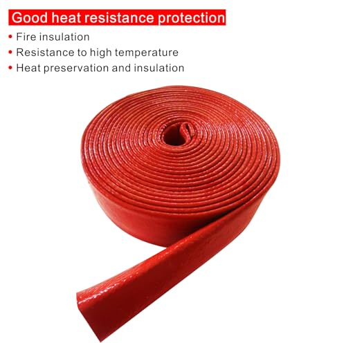 Fuel Line Heat Shield Insulation Heat Sleeve Fuel Line Heat Shield Sleeve Fire Sleeve Silicone Coated Fiberglass Heat Protection for Automotive Hose Lines & Electrical Wiring（Red 3/8" ID x5FT） - color: Red, size: 3/8" ID x 5FT