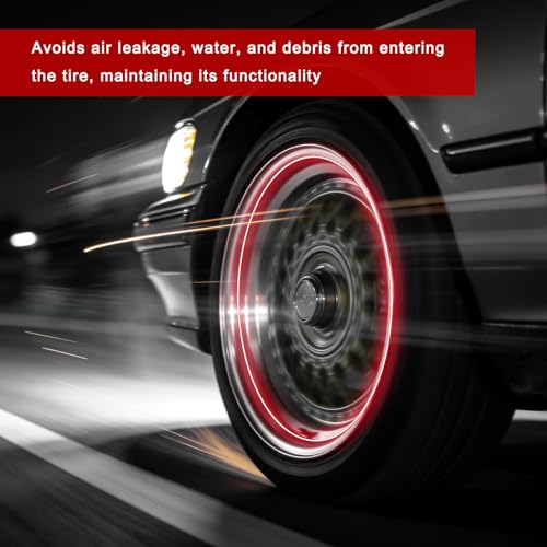 8 PCS LED Tire Valve Lights, Waterproof Car Neon Spoke Light Tire Valve Flash Lamp with Motion Sensor, Universal LED Wheel Stem Flashing Lamps for Cars Trucks Motorcycles (Red) - color: Red
