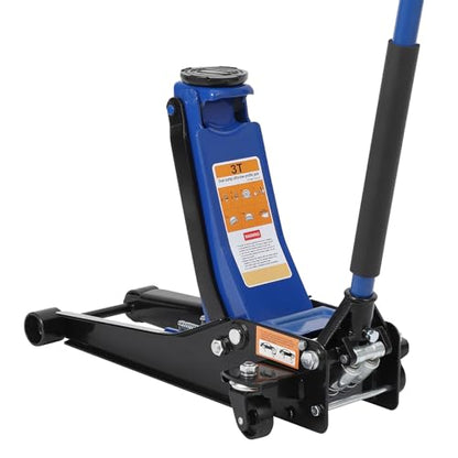 3 Ton Heavy Duty Low Profile Floor Jack, Dual Pump Hydraulic Jack with 3"-19.5" Lifting Range & Long Handle for Cars, Trucks, SUV, Garage Jack with Safety Lock, Blue
