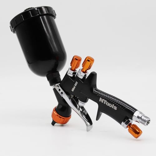 Touch-Up Mini Air Spray Gun, 0.8mm Stainless Steel Nozzle, 250ml Capacity, HVLP Auto Paint Sprayer for Cars and Furniture (Black, 0.8mm Nozzle) - color: BLACK, size: 0.8mm Nozzle