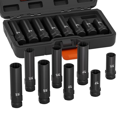 8PCS Spline Lug Nut Removal Tool Kit, Locking Lug Nut Key - size: 5, 6, 7, 12 Spline