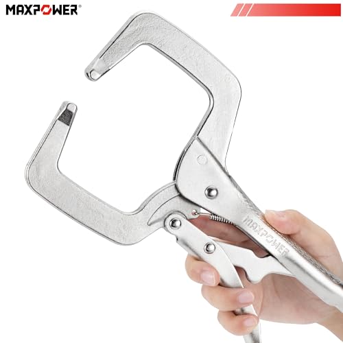MAXPOWER 11-inch Locking C Clamp, Heavy Duty C-Clamp Locking Pliers with Regular Tips for Welding - size: 11"
