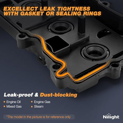 Nilight Engine Valve Cover with Gasket for Nissan, Replace# 132643KY0A - size: for Nissan Altima 2014-2017, Rogue 2014-2016