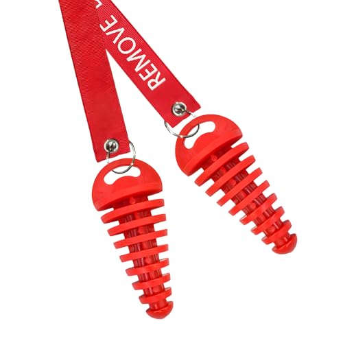 Sun Walker 2 PCS Muffler Exhaust Wash Plug, 0.6"-1.5" Motorcycle Exhaust Silencer Cleaning Plug with Streamer, Rubber Muffler Tailpipe Wash Protector for 2 Stroke Dirt Bike ATV (Red) - color: Red, Thin