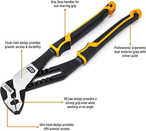 GEARWRENCH 8", 10”, & 12” PITBULL K9 Straight Jaw Dual Material Tongue and Groove Pliers Set - 82205CAZ - size: 3 Piece, style: Mixed Set