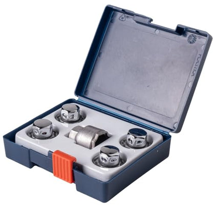 Farad GalaxyLock H1/M Chromed Lug nut Wheel-Locks Kit Suitable for Hyundai Santa Fe (M12 X 1.5 Thread Size) - Set of 4 Lug Nuts + 1 Key