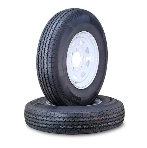 Free Country Trailer Tire Wheel ST225/90R16 14PR 127L 8X6.5 White Spoke Pk2 - size: ST225/90R16 /14PR /8x6.5