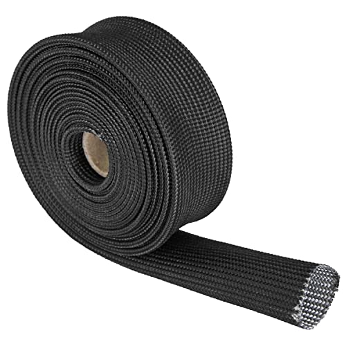 Fiberglass Heat Wrap Wire Shield Sleeve- 1" IDX 10' Adjustable Black Exhaust Heat Shield Spark Plug Wire For Car&Auto Wire Loom Brake Line Cable - size: 1" IDX 10'