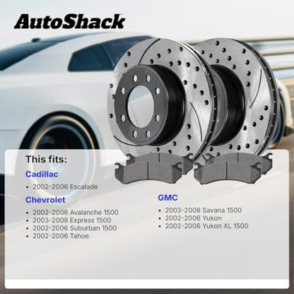 AutoShack Front & Rear E-Coated Rotors & Ceramic Pads for Chevy Tahoe 2006 - style: ShadowGuard & Pad