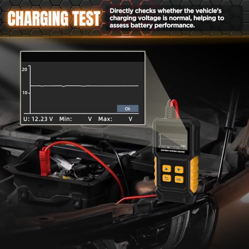 Car Battery Tester 12V 24V Automotive Battery Load Tester 30-2000 CCA, Auto Alternator Tester Charging Cranking System Testing for Car Truck Motorcycle ATV SUV Boat