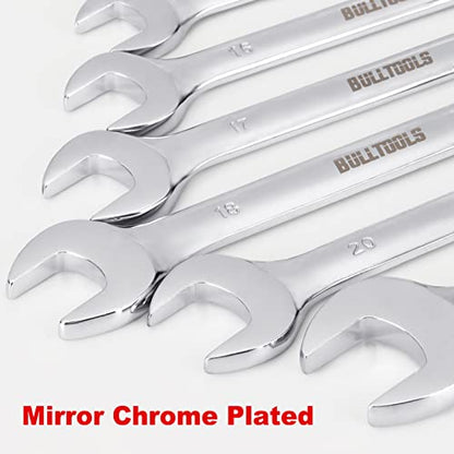 BULLTOOLS 32-Piece Combination Wrench Set, SAE and Metric 1/4"-1" & 7mm-22mm Wrenches Chrome Vanadium Steel Box End and Open End Standard Wrench Set with Case