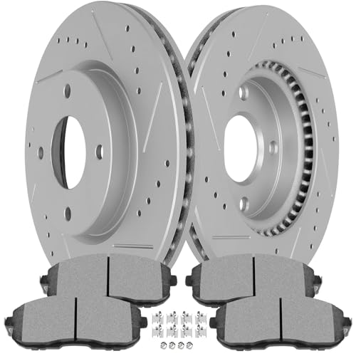 SCITOO Front Brake Kits Drill & Slotted Brakes Rotor Brakes Pads:31463;D815 - size: Front 31463 + D815 [2+4PCS]