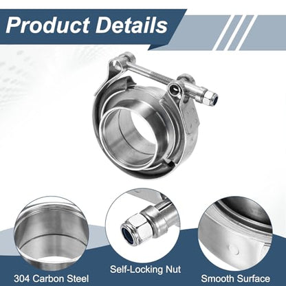 HARFINGTON V Band Clamp with Flange, 304 Stainless Steel, 1.75 Inch, Silver - size: 1.75 Inch