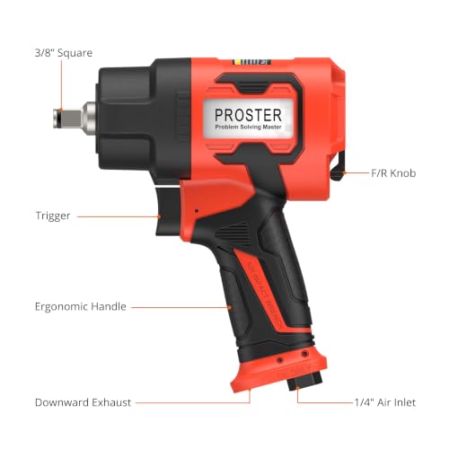 Proster 3/8" Air Impact Wrench 800ft-lb Torque 10000RPM 6pc CR-V Socket Kit - size: 3/8 Inch