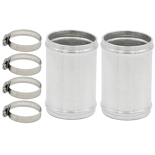 57mm(2.25") OD, Length 3" (76mm), Straight 2.25 Inch 6061 Aluminum Hose Joiner Tube Intercooler Pipe Connect High Class Glossy Polished Treatment Air Intake Tube with Bead Roll, 2 PCS - size: OD 2.25" (57mm)- 2 PCS