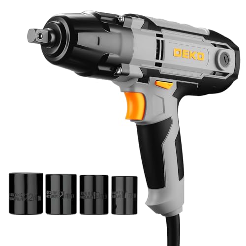 Electric Impact Wrench:DEKOPRO 4A Corded Impact Wrenches, 3600 RPM Electric Impact Driver Gun with 4 Sockets for Automotive & Equipment Maintenance