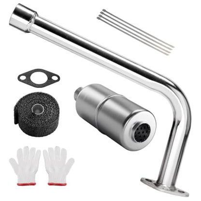 Mini Bike Side Exit Exhaust Pipe for FRP GMB100 Series, Runtong OHV 99cc 220cc Engine – High Performance Steel Exhaust Header with Muffler, Bolt-On Upgrade Kit - size: Side Exit
