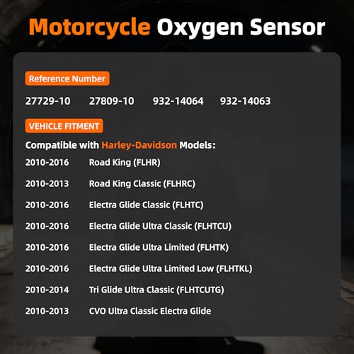 2PCS 27729-10 27809-10 Front & Rear O2 Oxygen Sensor Compatible with Harley-Davidson Touring Road King, Street Glide, Road Glide, Electra Glide 2010-2017 Replace# 932-14064 932-14063