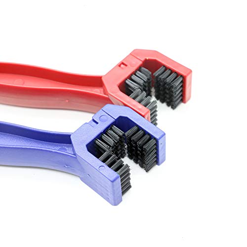 Bike or Motorcycle Chain Washer, Cleaning Brush 2 Pcs (Color, Blue and Red)