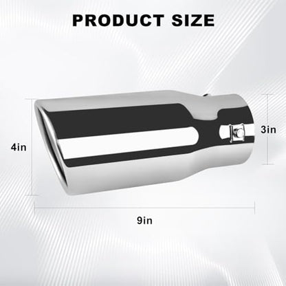 Mupera 1.5"-2.5" Exhaust Tip Adjustable, 4" Outlet, 9" Long - size: 1.5-2.5" Inlet 4" Outlet 9" Length Silver