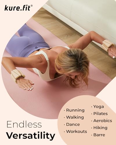Pilates Wrist & Ankle Weights | Adjustable Weighted Bangles | 1/2/3LB Each - color: Sand, size: 1 LB