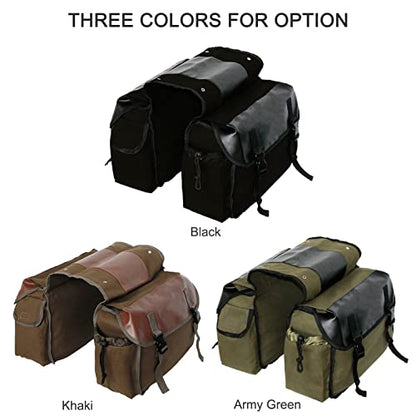 Shkalacar Saddlebag Panniers Bag Saddlebag Side Tool Bags Motorbike Large Capacity Saddle Bag Waterproof Panniers Box Side Tools Bag Pouch Cycling Luggage Bag Riding Saddlebag with 2 Side Pockets - color: Army green