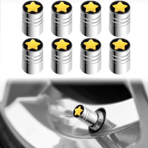8-Pack Yellow Star Valve Stem Caps