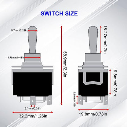 weideer Momentary Reverse Polarity Switch 12V 30A Motor Control RV Jack Switch DPDT 4 Pin (ON)-Off-(ON) UP DOWN Toggle Switch with Waterproof Cap Wires - color: BK-Toggle Switch-UP DOWN, size: Momentary