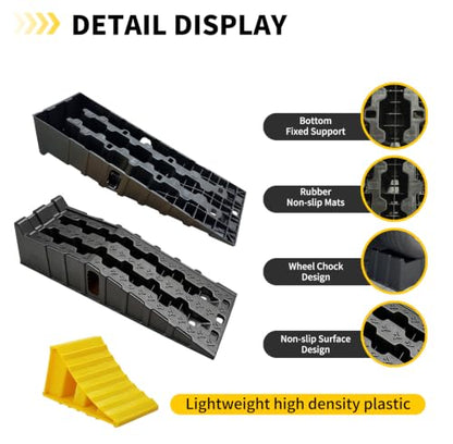 Vacallity 6.7 in Rise Car Ramps for Oil Changes with 2 Wheel chocks