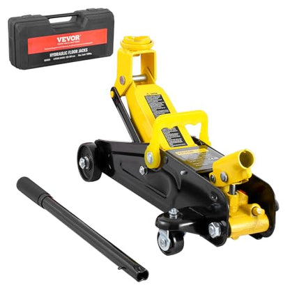VEVOR Low Profile Floor Jack 1.5 Ton (3300 lbs), Heavy Duty Iron Hydraulic Racing Floor Jack, Hydraulic Car Jack, Single Piston Quick Lift Pump, 4.7"-12.1" Height Lifting Range (Yellow) - size: 1.5T