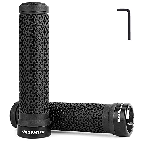 GPMTER Bike Handlebar Grips, Single Lock on Bicycle Handle Bar, for BMX, Mountain, MTB, Beach Cruiser, Scooter, Folding Bike, Soft Non-Slip-Rubber Hand Grip Comfortable Ergonomic - color: Black
