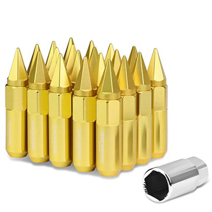 Auto Dynasty M12 x 1.5 Open/Closed End Design 20-Piece Aluminum Alloy Wheel Lug Nuts +1 X Deep Drive Extension (Gold) - color: Gold