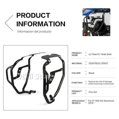 Motorcycle Tank Bar Guard Fit for BMW R1300GS ADV R 1300 GS Adventure Highway Crash Bar Fairing Frame Protection Bumper Engine Tank Guard Protector (Silver) - color: Silver