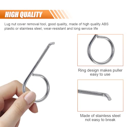 Wheel Lug Cap Cover Removal Tool Set, 3 Type Car Wheel Hub Removal Tool, Universal Nut Caps Lug Puller, Bolt Nut Cap Removal Tool Hook, Compatible with Most Cars (9PCS)