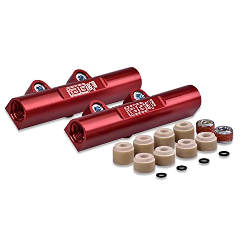 IAG V3 Top Feed Fuel Rails for Subaru WRX 2002-14, STI 07-21, Red - color: Red