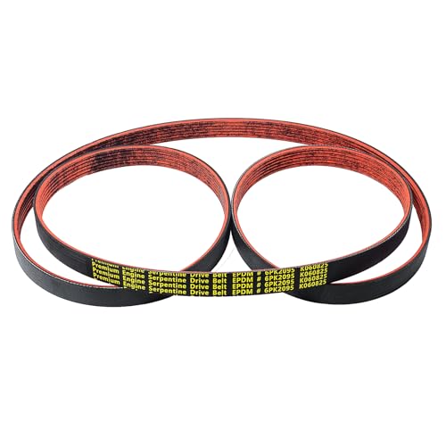 6PK2095 Serpentine Belt V-Ribbed Drive Belt for 13-15 ILX,98-05 DeVille,01-07 Town & Country,03-08 Mazda 6 S,01-07 Grand Caravan,05-11 Chrysler 300,05-08 Magnum,12-15 Civic,K060825 Red - size: 6PK2095-2095mm-red