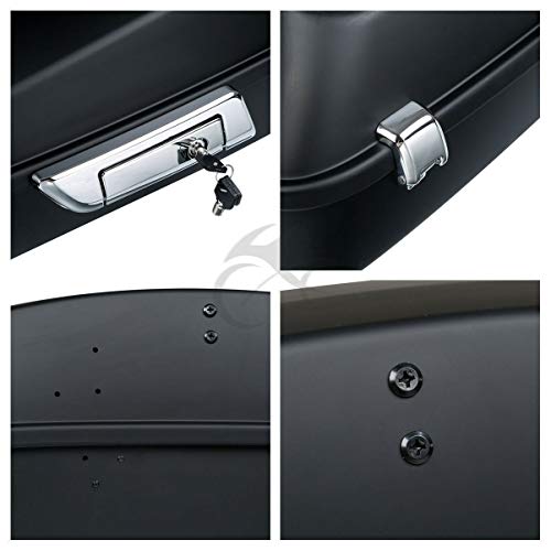 TCT-MOTORPARTS Matte Black Chopped Tour Luggage Trunk Rack Fits for 2014-2025 Harley Davidson Touring Models - color: Matte Black Chopped Trunk+Chrome Rack #1