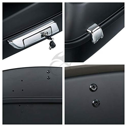 TCT-MOTORPARTS Matte Black Chopped Tour Luggage Trunk Rack Fits for 2014-2025 Harley Davidson Touring Models - color: Matte Black Chopped Trunk+Chrome Rack #1